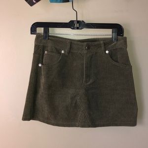 Olive Green Mini Corduroy Skirt